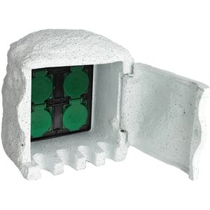 vidaXL Tuinstopcontact 4 ingangen waterproof resin wit