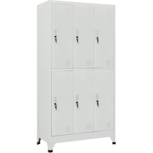 vidaXL - Lockerkast - met - 6 - vakken - 90x45x180 - cm - staal - grijs