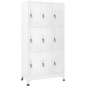 vidaXL Schließfachschrank mit 9 Fächern Stahl 90x45x180 cm Grau