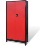 VidaXL-Gereedschapskast-met-2-deuren-90x40x180-cm-staal-zwart-en-rood