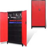 Werkzeugschrank mit 2 Türen Stahl 90x40x180 cm Schwarz/Rot - Vidaxl