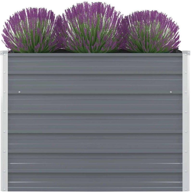 Hochbeet 100 x 100 x 77 cm Verzinkter Stahl Grau Vidaxl