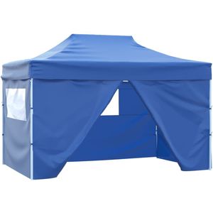 VidaXL Vouwtent Pop-up 3x4,5m Blauw + 4 Zijwanden