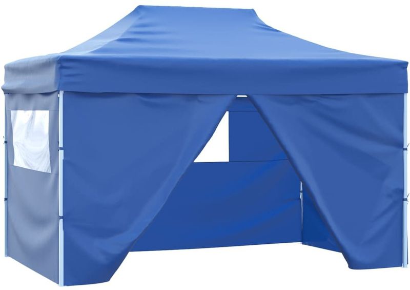 VidaXL Vouwtent Pop-up 3x4,5m Blauw + 4 Zijwanden
