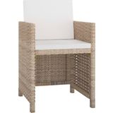 VidaXL 9-delige Tuinset met Kussens - Poly Rattan Beige