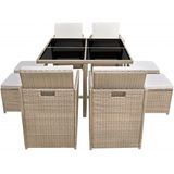 VidaXL 9-delige Tuinset met Kussens - Poly Rattan Beige