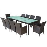Vidaxl - 11-tlg. Garten-Essgruppe mit Auflagen Poly Rattan Braun
