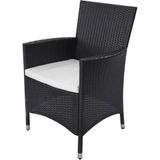 Vidaxl - 11-tlg. Garten-Essgruppe mit Auflagen Poly Rattan Schwarz