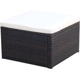 VidaXL Voetenbank/Poef Bruin 53x53x30 cm - Poly Rattan