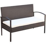 VidaXL 4-Delige Loungeset met Kussens - Poly Rattan Bruin