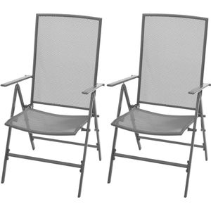 vidaXL Stapelbare Gartenstühle 2 Stk. Stahl Grau