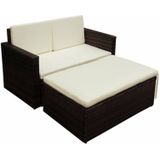 vidaXL 2-delige Loungeset met kussens poly rattan bruin - 42733