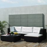 VidaXL 5-delige Loungeset met Kussens - Poly Rattan Zwart