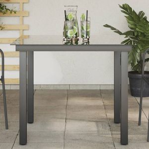 vidaXL - Tuintafel - Zwart - Aluminium en Glas - Weerbestendig