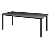 VidaXL Tuintafel 190x90x74 cm Aluminium en Glas Zwart