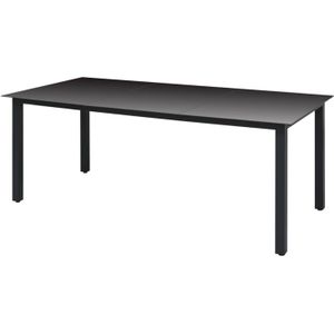 VidaXL Tuintafel 190x90x74 cm Aluminium en Glas Zwart