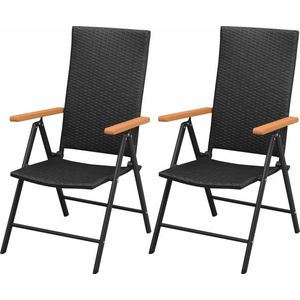 Tuinstoelen stapelbaar 2 st poly rattan zwart