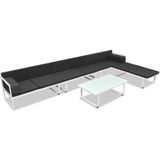 vidaXL 5-delige Loungeset textileen aluminium zwart