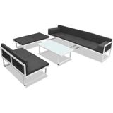 vidaXL 5-delige Loungeset textileen aluminium zwart