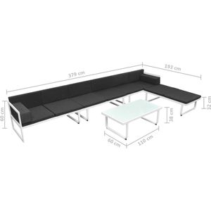 vidaXL 5-delige Loungeset textileen aluminium zwart