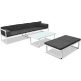 VidaXL 4-Delige Loungeset met Kussens - Aluminium Zwart