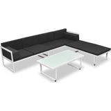 VidaXL 4-Delige Loungeset met Kussens - Aluminium Zwart