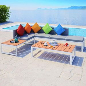 vidaXL 4-tlg. Garten-Lounge-Set mit Auflagen Aluminium und WPC