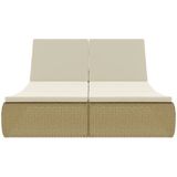 VidaXL Loungebed Poly Rattan Beige