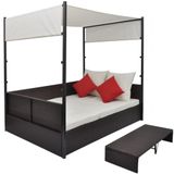 VidaXL Tuinbed met Luifel 190x130 cm Poly Rattan Bruin