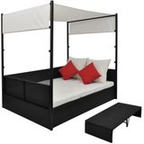 VidaXL Tuinbed met Luifel 190x130 cm Poly Rattan Zwart