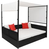 VidaXL Tuinbed met Luifel 190x130 cm Poly Rattan Zwart