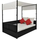 VidaXL Tuinbed met Luifel 190x130 cm Poly Rattan Zwart