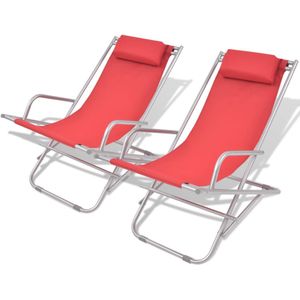 vidaXL - Terrasstoelen - Rood - Staal - 2 Stuks