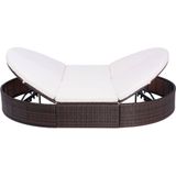 VidaXL Loungebed met Kussen Poly Rattan Bruin