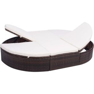 vidaXL Outdoor-Loungebett mit Kissen Poly Rattan Braun