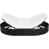 vidaXL Loungebed met kussen poly rattan zwart