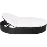 vidaXL Loungebed met kussen poly rattan zwart