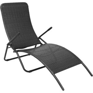 vidaXL - Inklapbaar - ligbed - poly - rattan - zwart