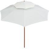 VidaXL Dubbeldekker Parasol 270x270 cm - Houten Paal - Crèmewit