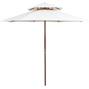 Parasol de Jardin Mât Central Bois 250 cm pour Extérieur Toile Ecru Parasol de Jardin Mât Central Bois 250 cm pour Extérieur Toile Ecru