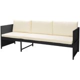 vidaXL 6-delige Loungeset met kussens poly rattan zwart