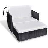 VidaXL Loungeset 2-delig met Kussens - Poly Rattan Zwart