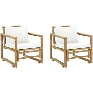 vidaXL Tuinstoelen 2 st met kussens bamboe