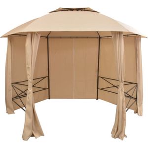 vidaXL - Tuinpaviljoen - Hexagonaal - 360x265 cm - Polyester - Staal