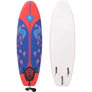 vidaXL Surfboard blauw en rood 170 cm