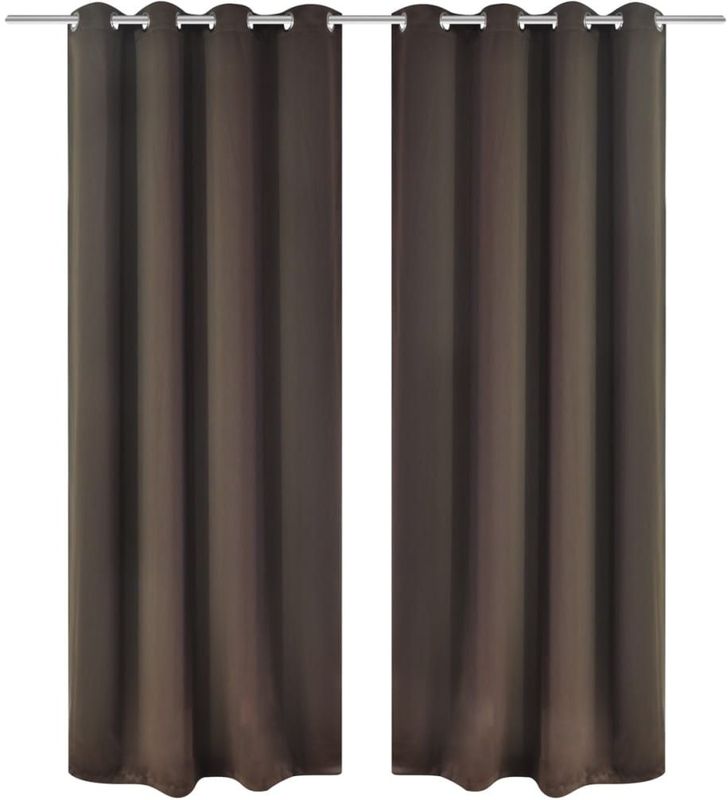 vidaXL Gordijnen - Verduisterend - Bruin - Polyester - 2 Stuks