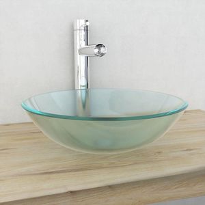 vidaXL - Wasbak - gehard - glas - 42 - cm - matglas