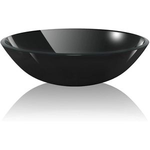 vidaXL - Wasbak - gehard - glas - 42 - cm - zwart