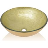 vidaXL Wasbak gehard glas 42 cm goud
