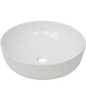vidaXL - Wastafel - rond - wit - 41,5x13,5 - cm - keramiek